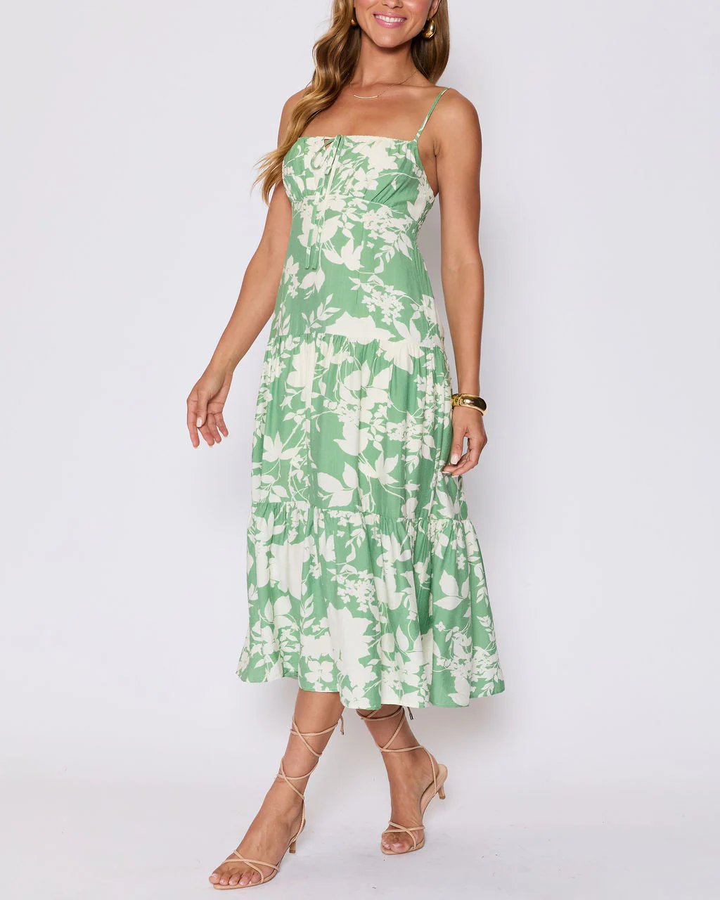 Abigail Floral Tiered Midi Dress - Image 3