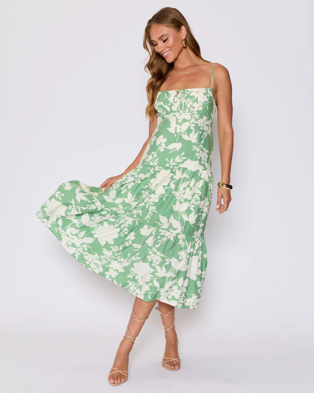 Abigail Floral Tiered Midi Dress - Image 5
