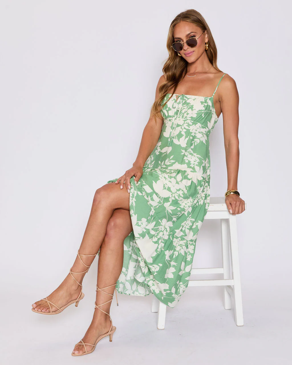 Abigail Floral Tiered Midi Dress - Image 6