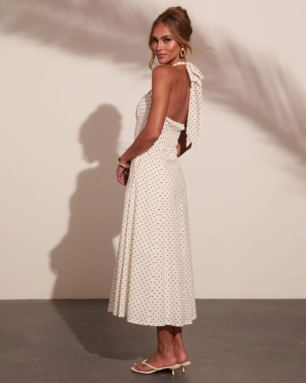 Abrille Polka Dot Halter Neck Maxi Dress - Image 4