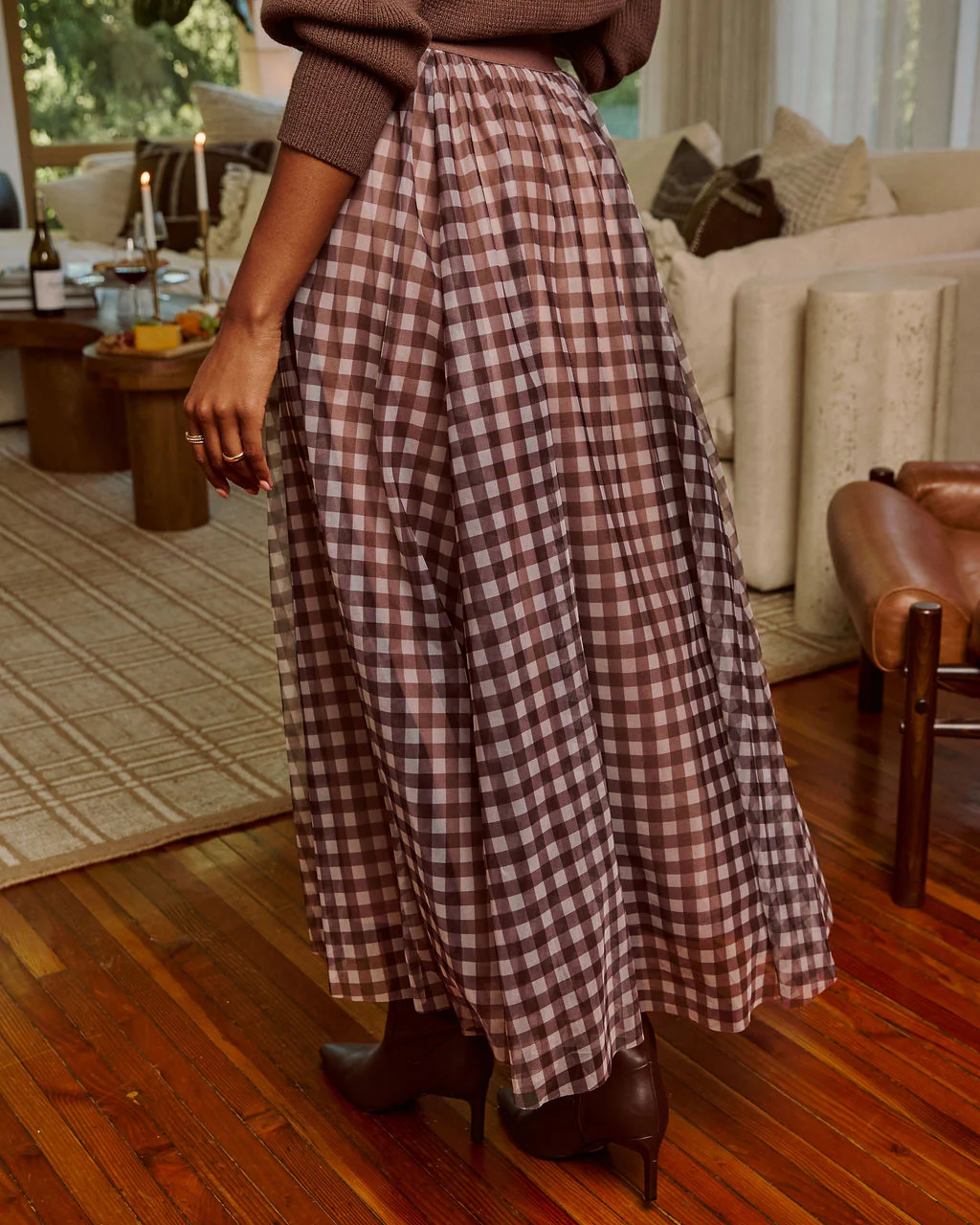 Adult Table Mesh Gingham Maxi Skirt - Image 4