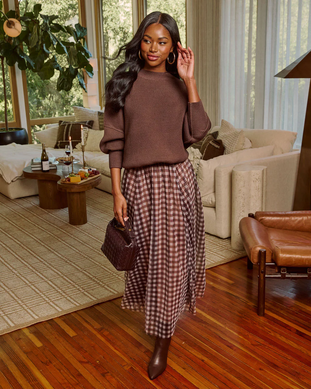 Adult Table Mesh Gingham Maxi Skirt - Image 5