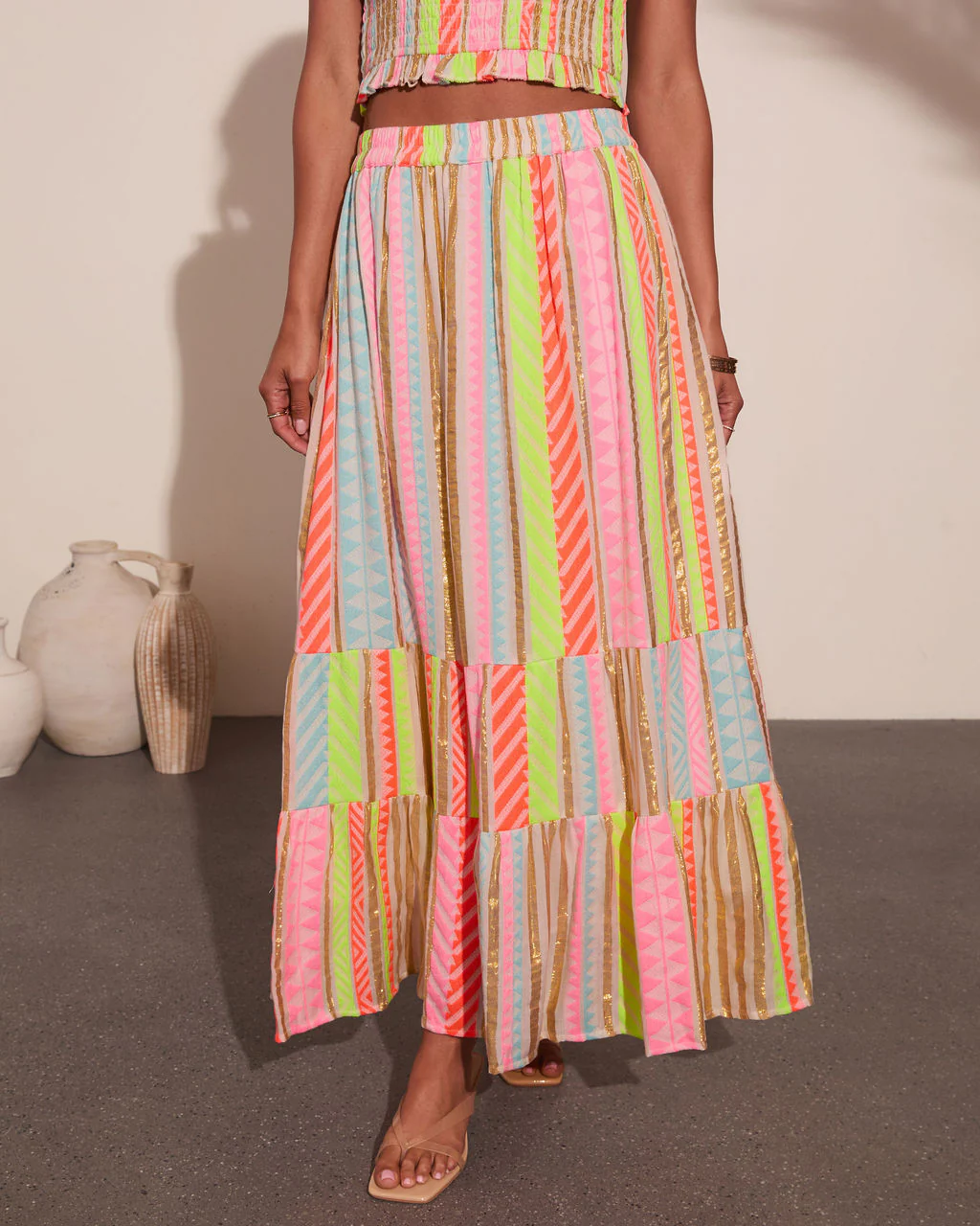 After Glow Muse Striped Abstract Maxi Skirt - Image 2