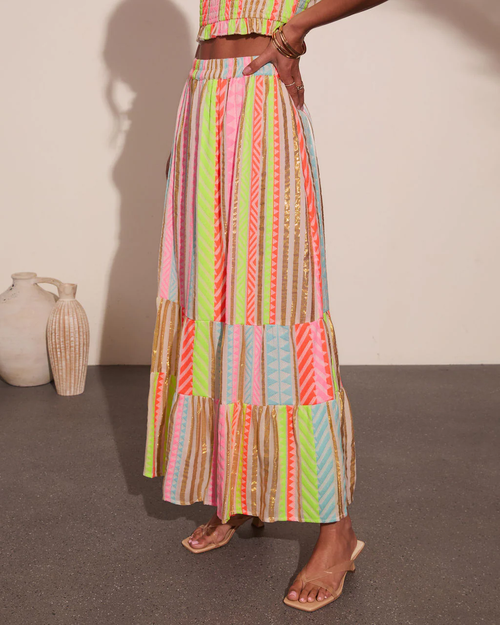 After Glow Muse Striped Abstract Maxi Skirt - Image 3