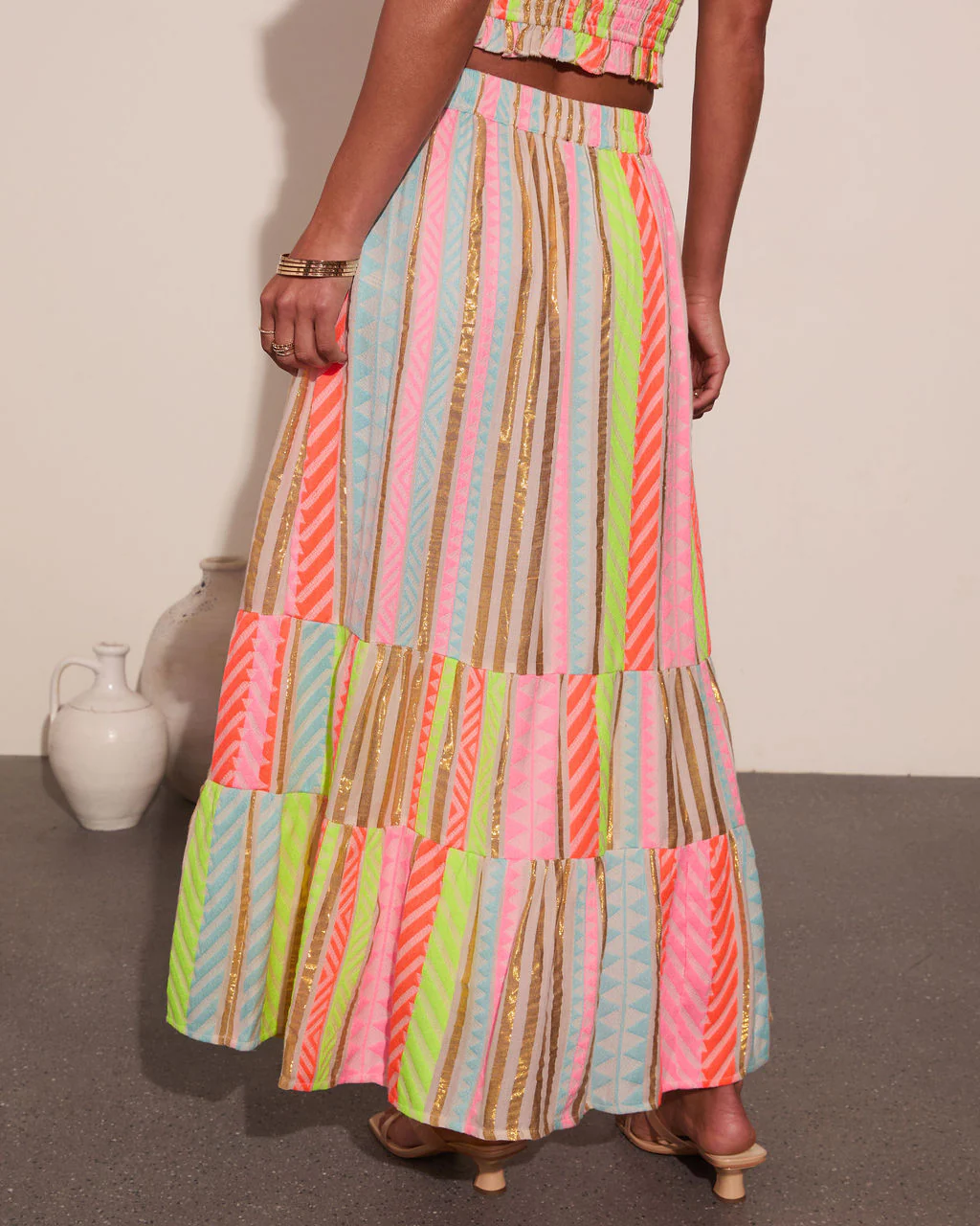 After Glow Muse Striped Abstract Maxi Skirt - Image 4