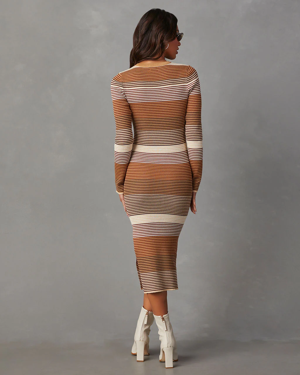 Audrey Striped Long Sleeve Knit Midi Dress - Image 4
