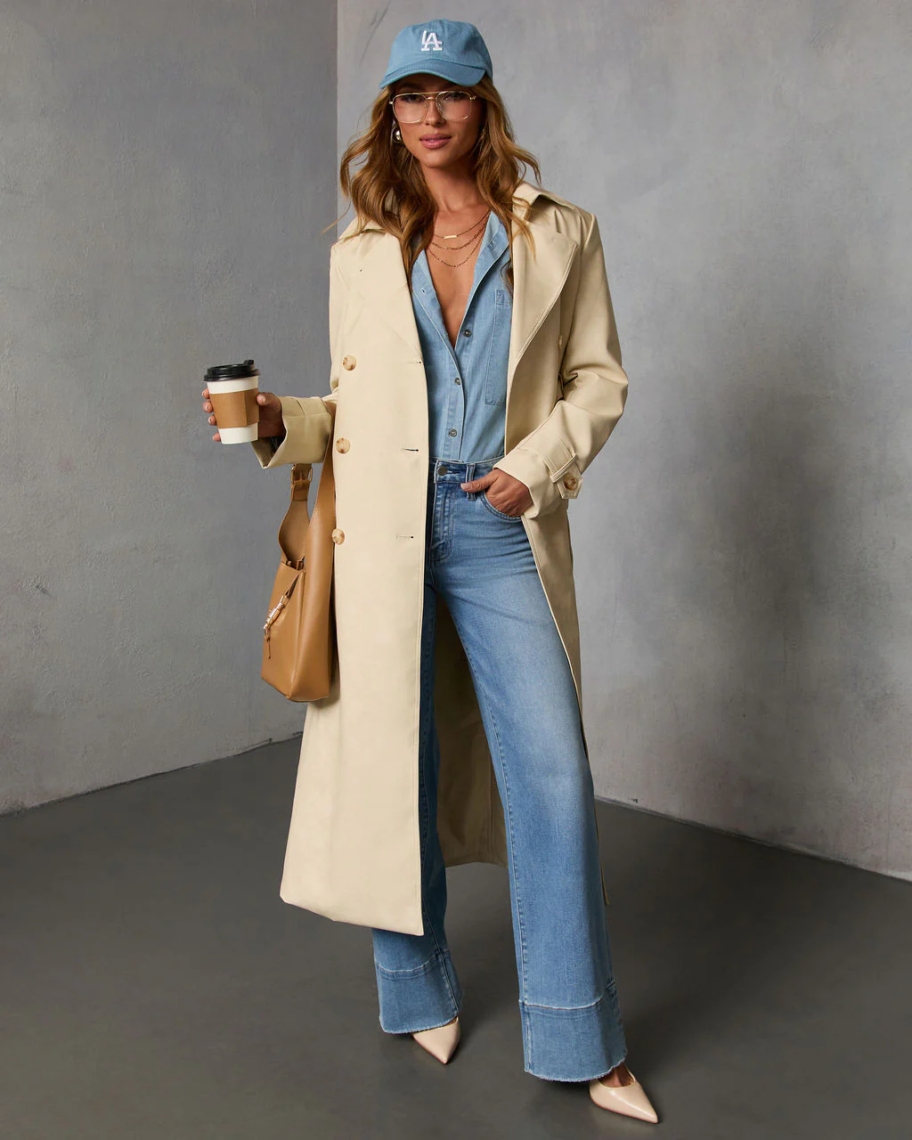 Audrine Vegan Leather Trench Coat