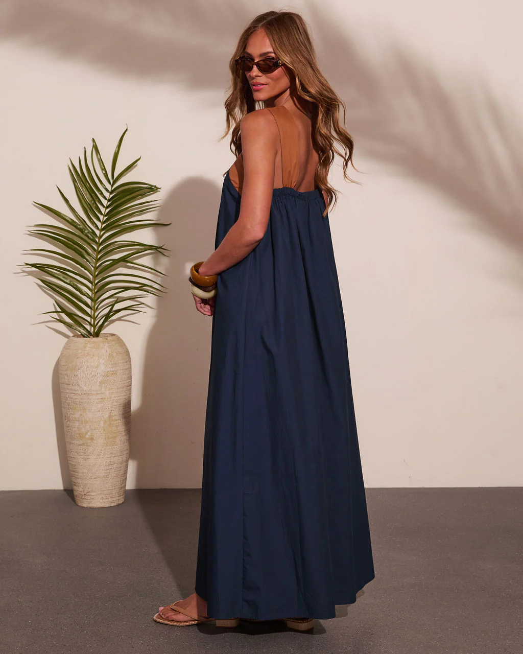 Barefoot Belle Cotton Contrast Halter Neck Maxi Dress - Image 4