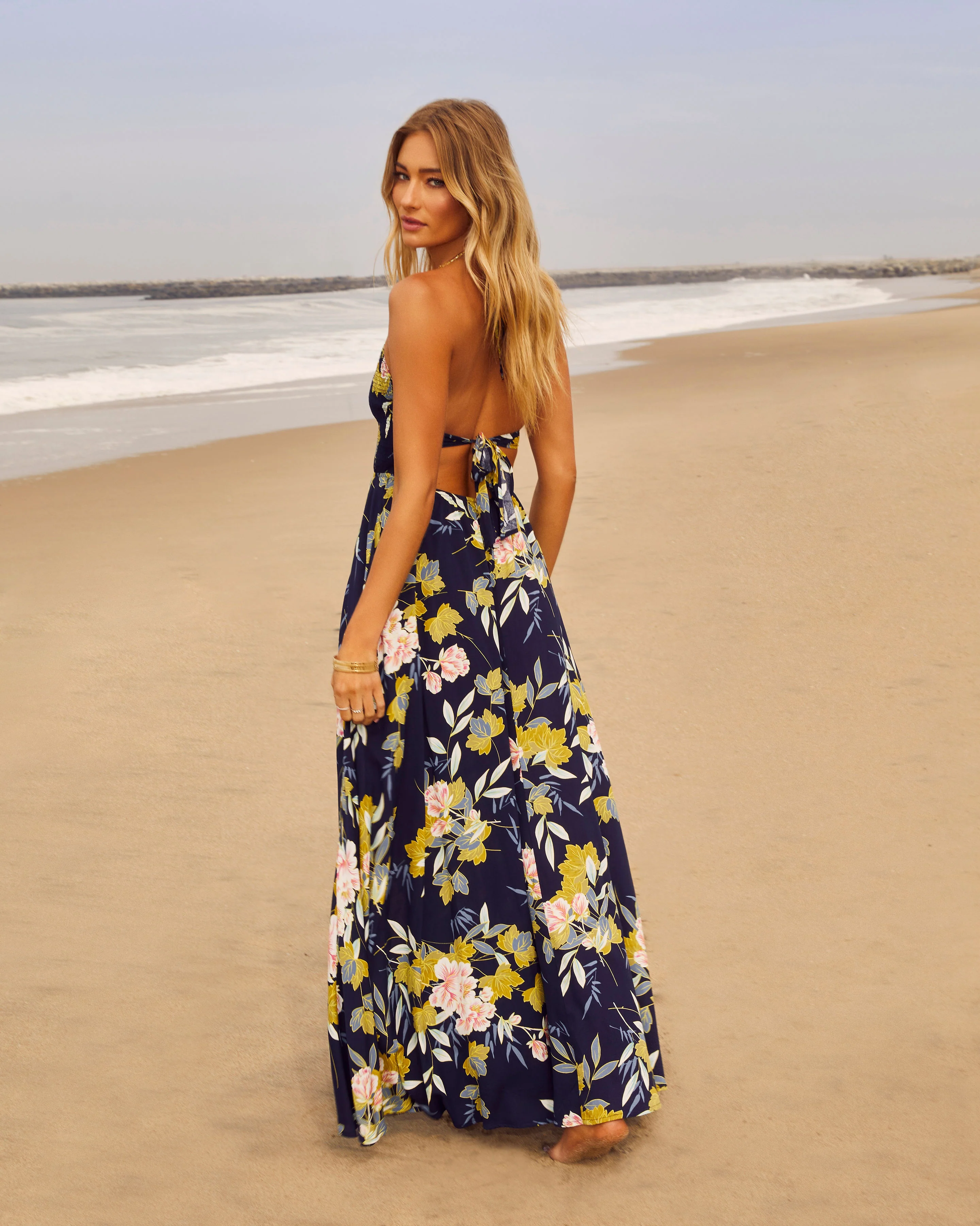 Beautiful Flowers Smocked Halter Maxi Dress - Image 10