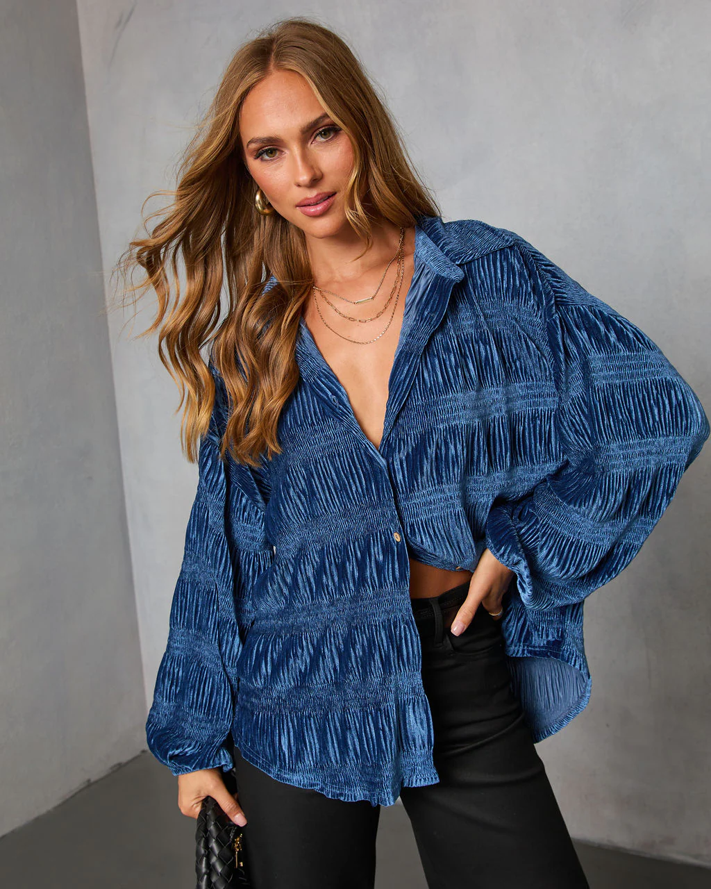 Bette Textured Velvet Button Down Top - Image 13
