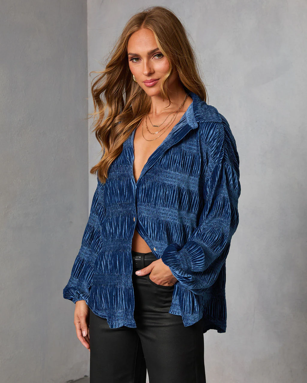 Bette Textured Velvet Button Down Top - Image 15
