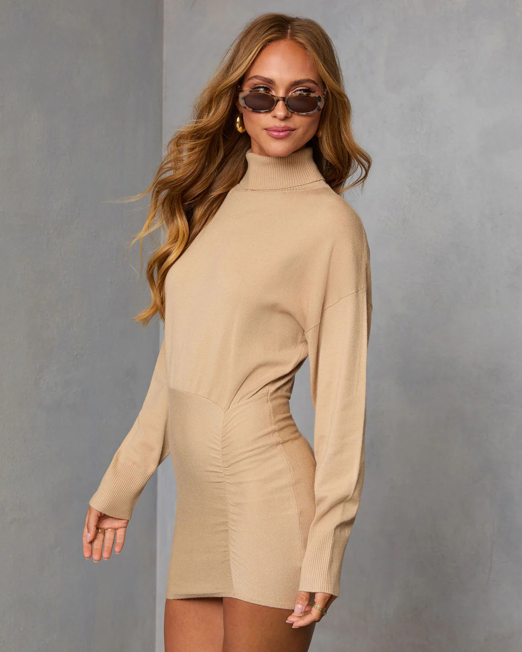 Campfire Cocoa Turtleneck Mini Sweater Dress - Image 3