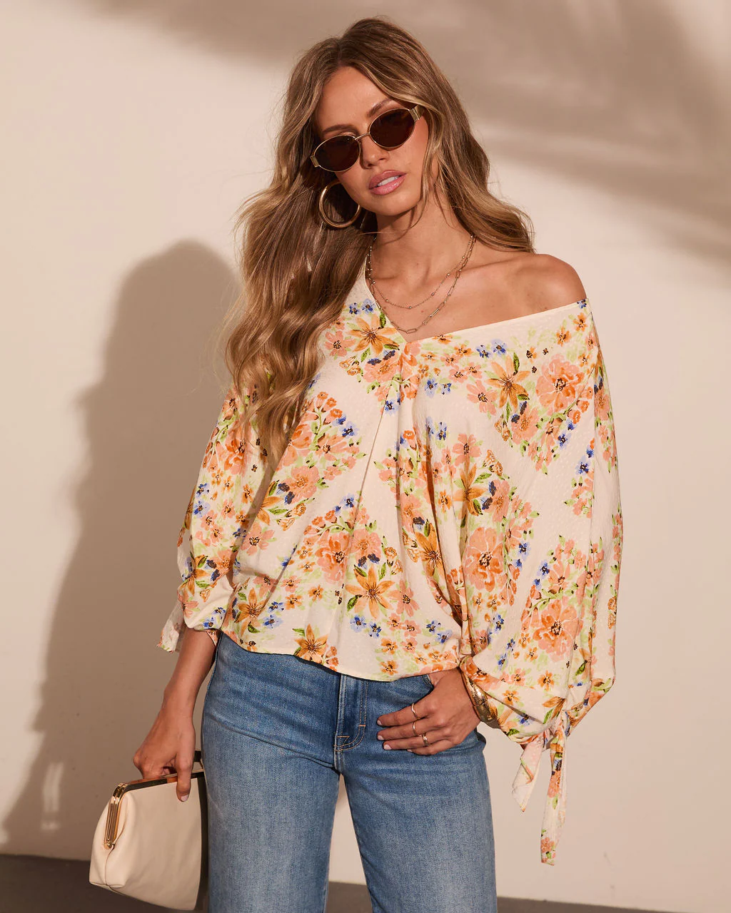 Caysie Floral Cuff Tie Blouse - Image 5