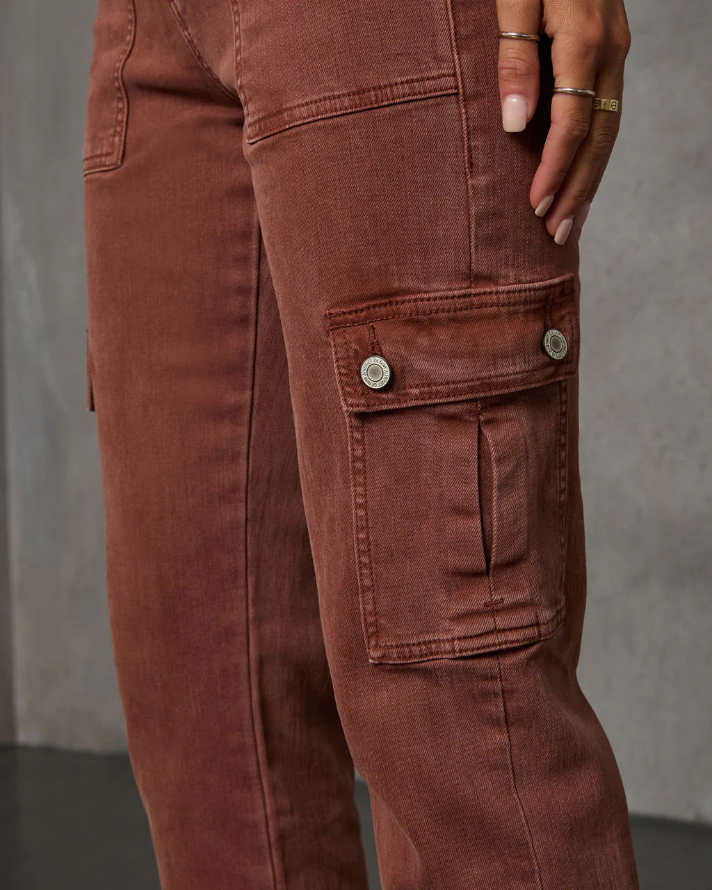 Cerise Straight High Rise Cargo Pocket Pants - Image 6