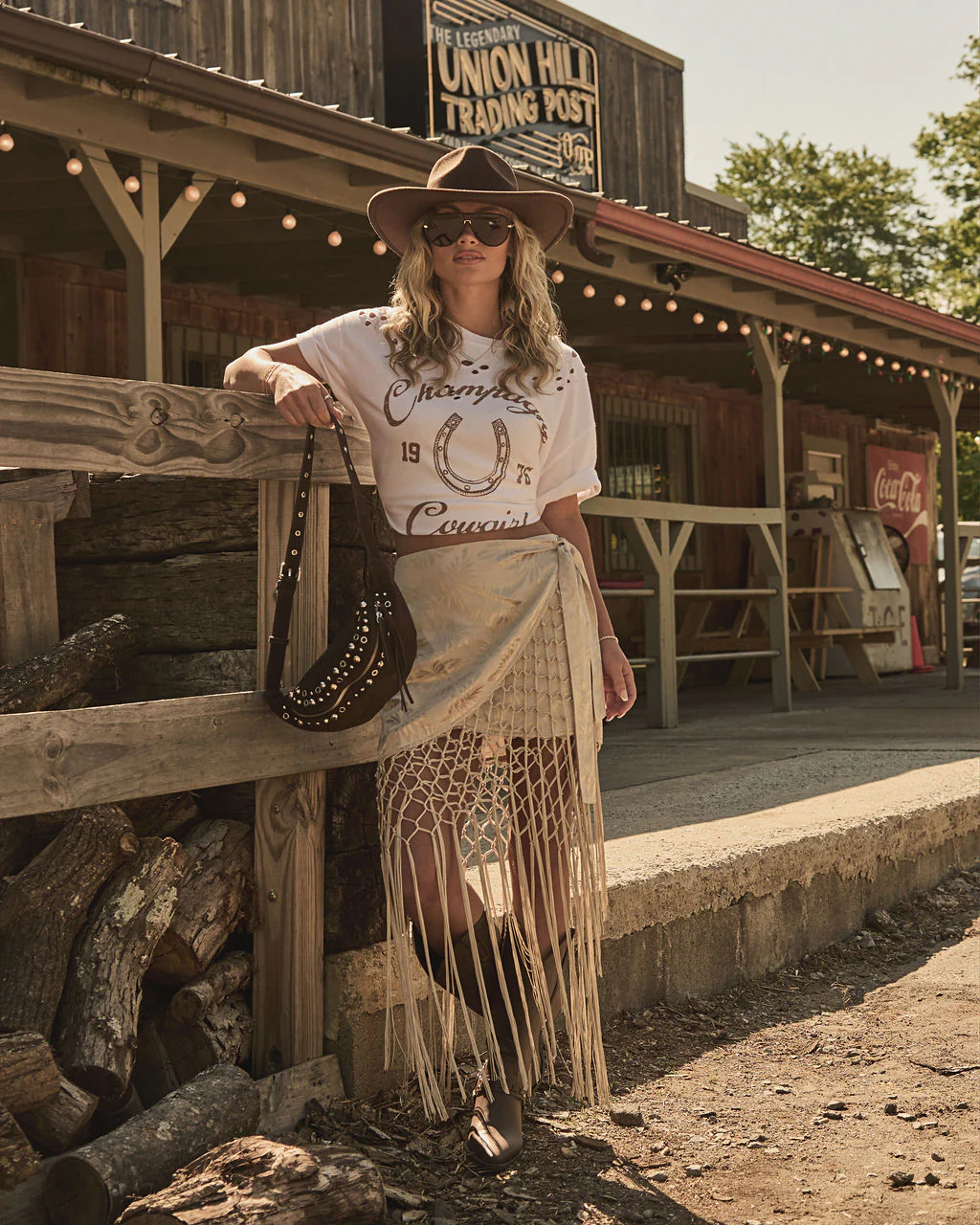 Champagne Cowgirl Cotton Graphic Short Sleeve Tee - Image 2