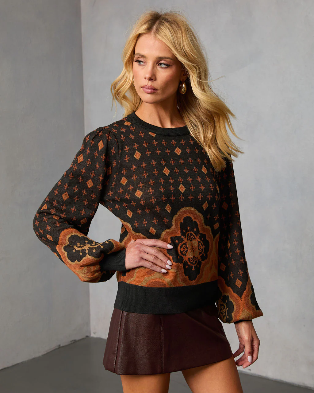 Charise Printed Abstract Sweater - Image 3