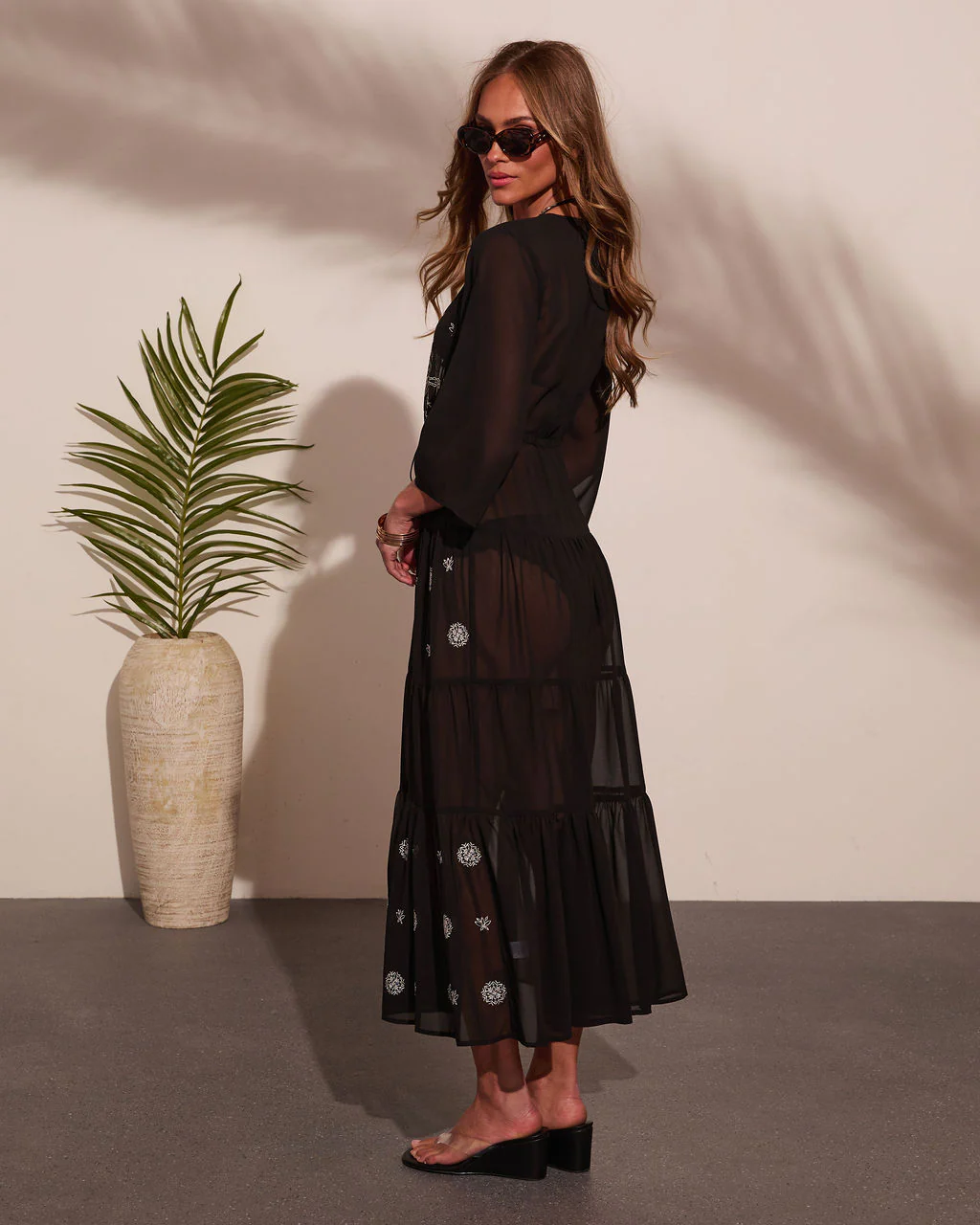 Coastal Heiress Embroidered Cover Up Kimono - Image 4