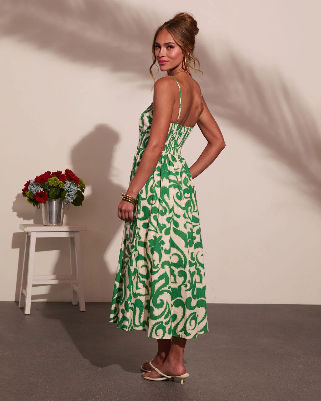 Coastal Heirloom Cotton Abstract Print Midi Dress - Image 4