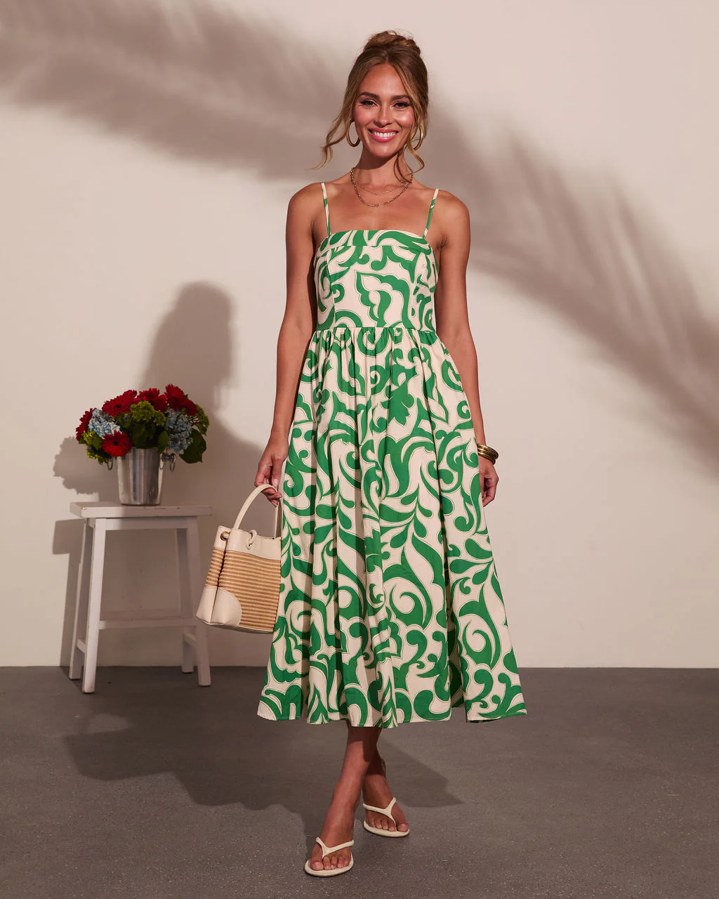 Coastal Heirloom Cotton Abstract Print Midi Dress - Image 5