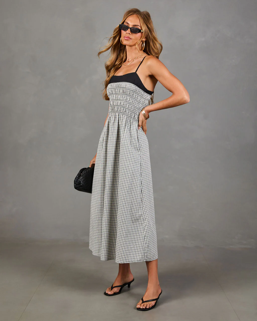 Merinah Gingham Print Midi Dress - Image 3