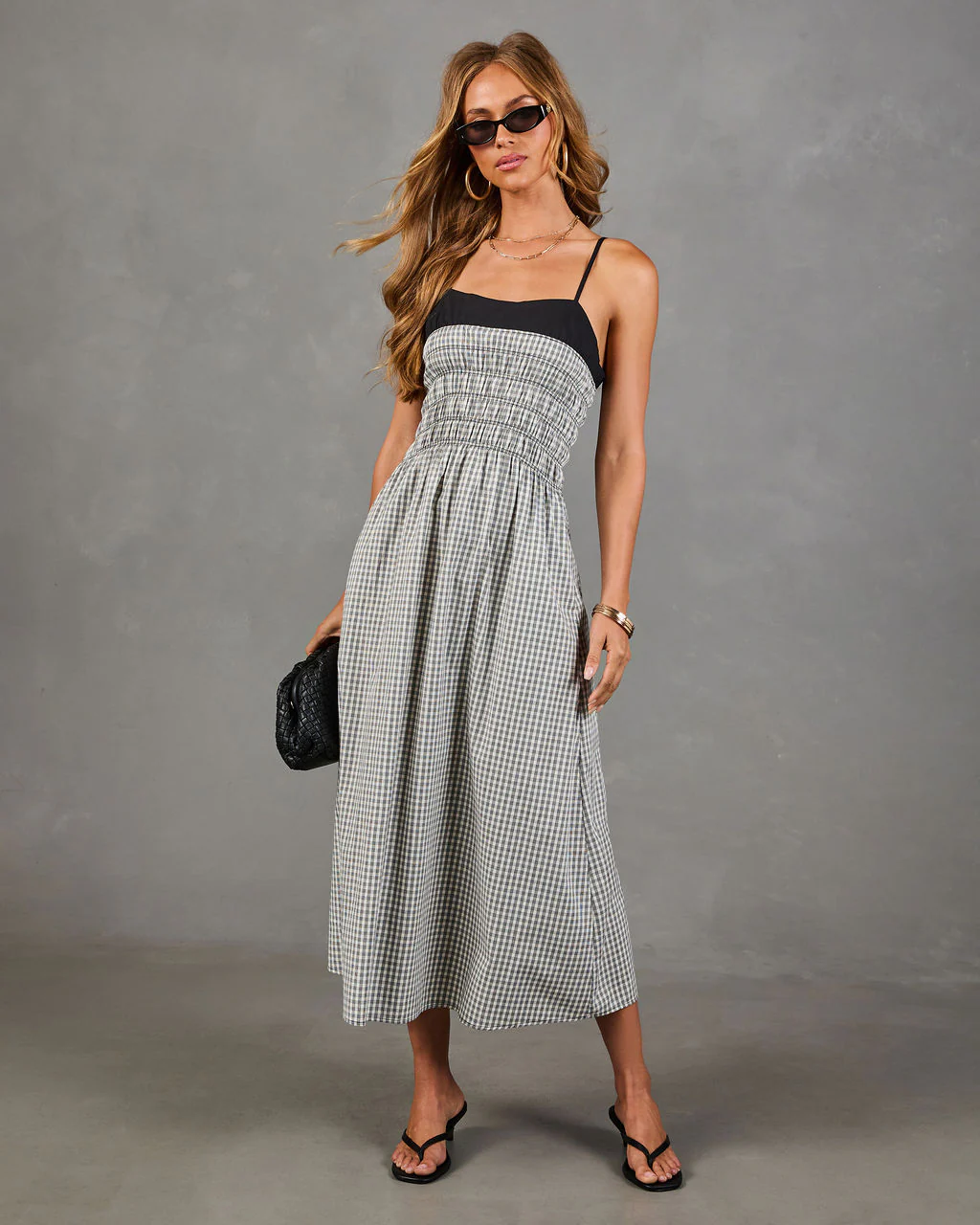 Merinah Gingham Print Midi Dress - Image 6
