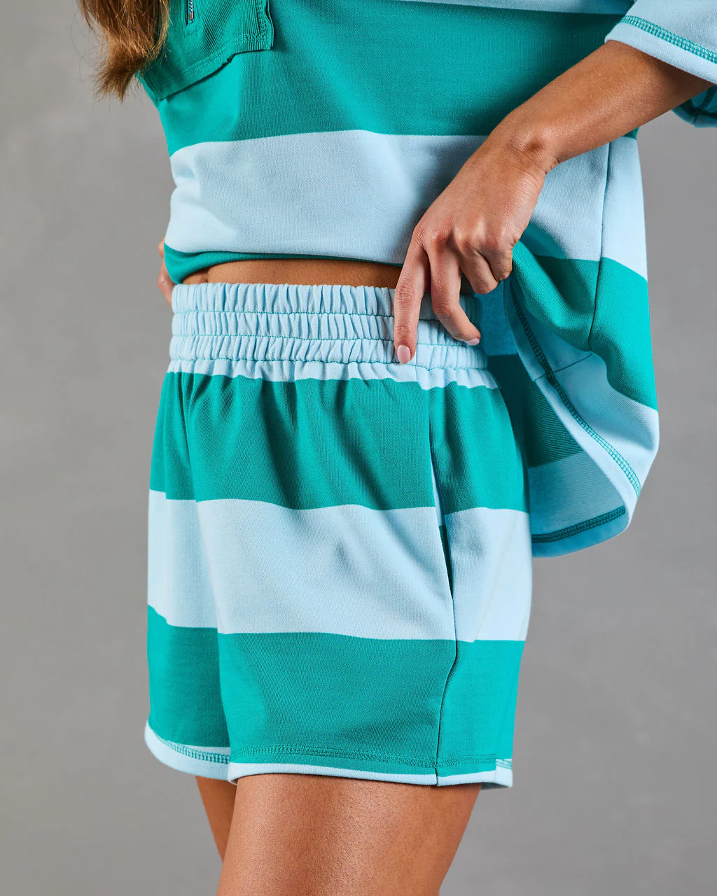 Cool Poise Striped Terry Sweatshorts - Image 9