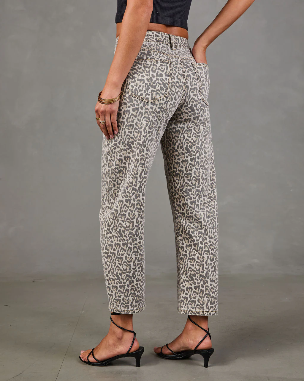 Dakota Rustler Animal Print Stretch Barrel Leg Jeans - Image 4