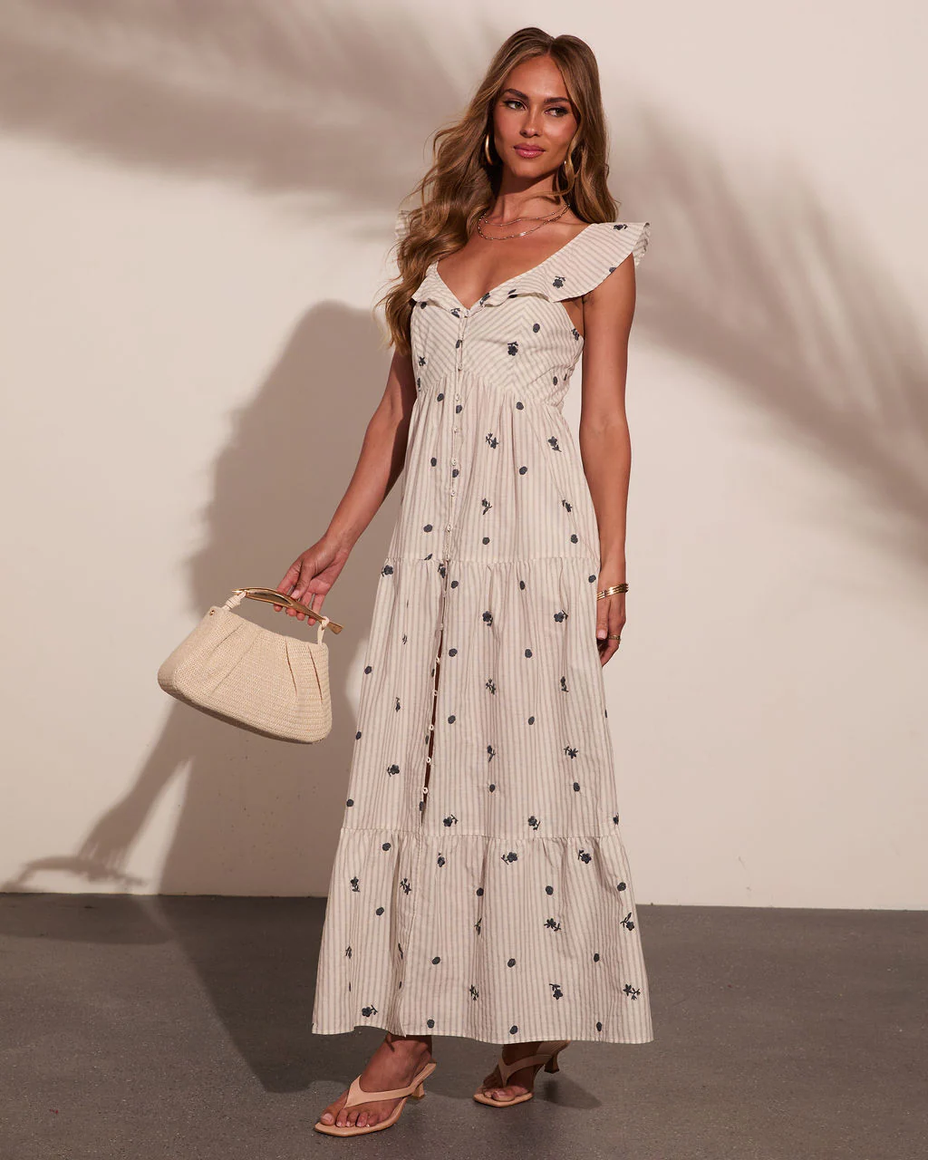 Days Muse Striped Embroidered Floral Maxi Dress - Image 6