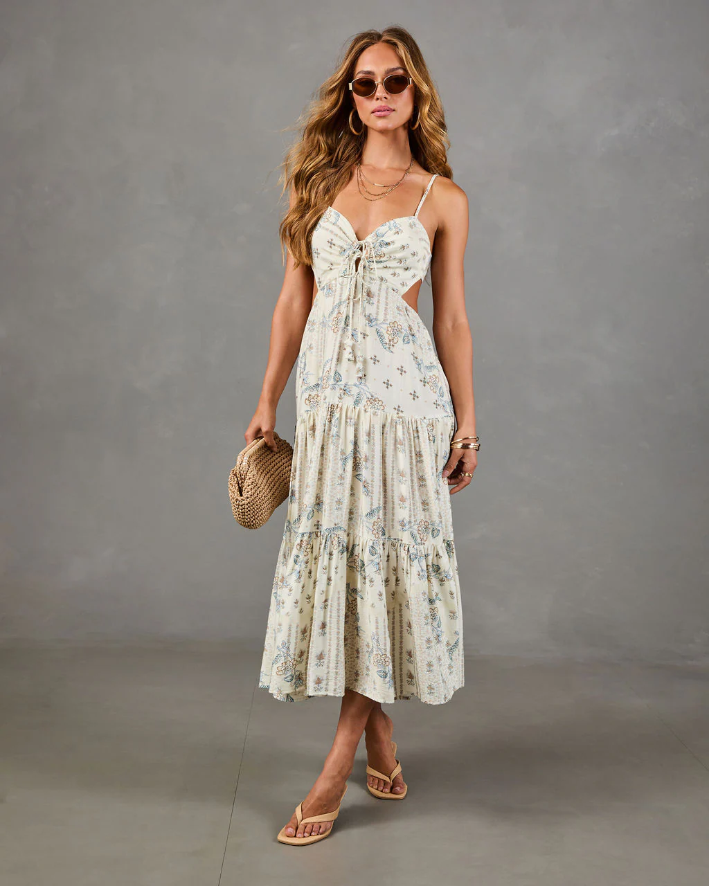 Desert Daisy Floral Cut Out Maxi Dress - Image 3