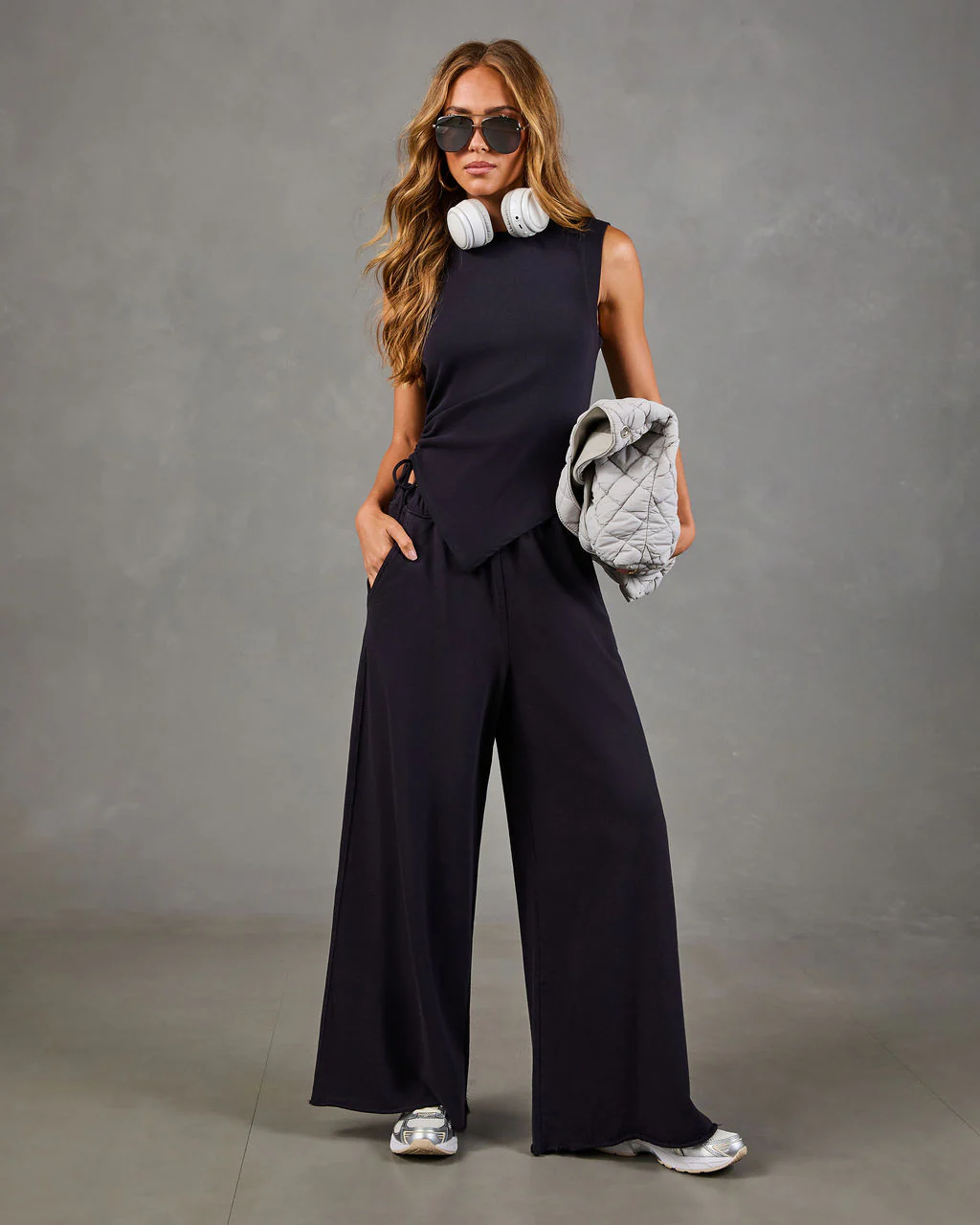 Downtime Cool Cotton Asymmetric Drawstring Top