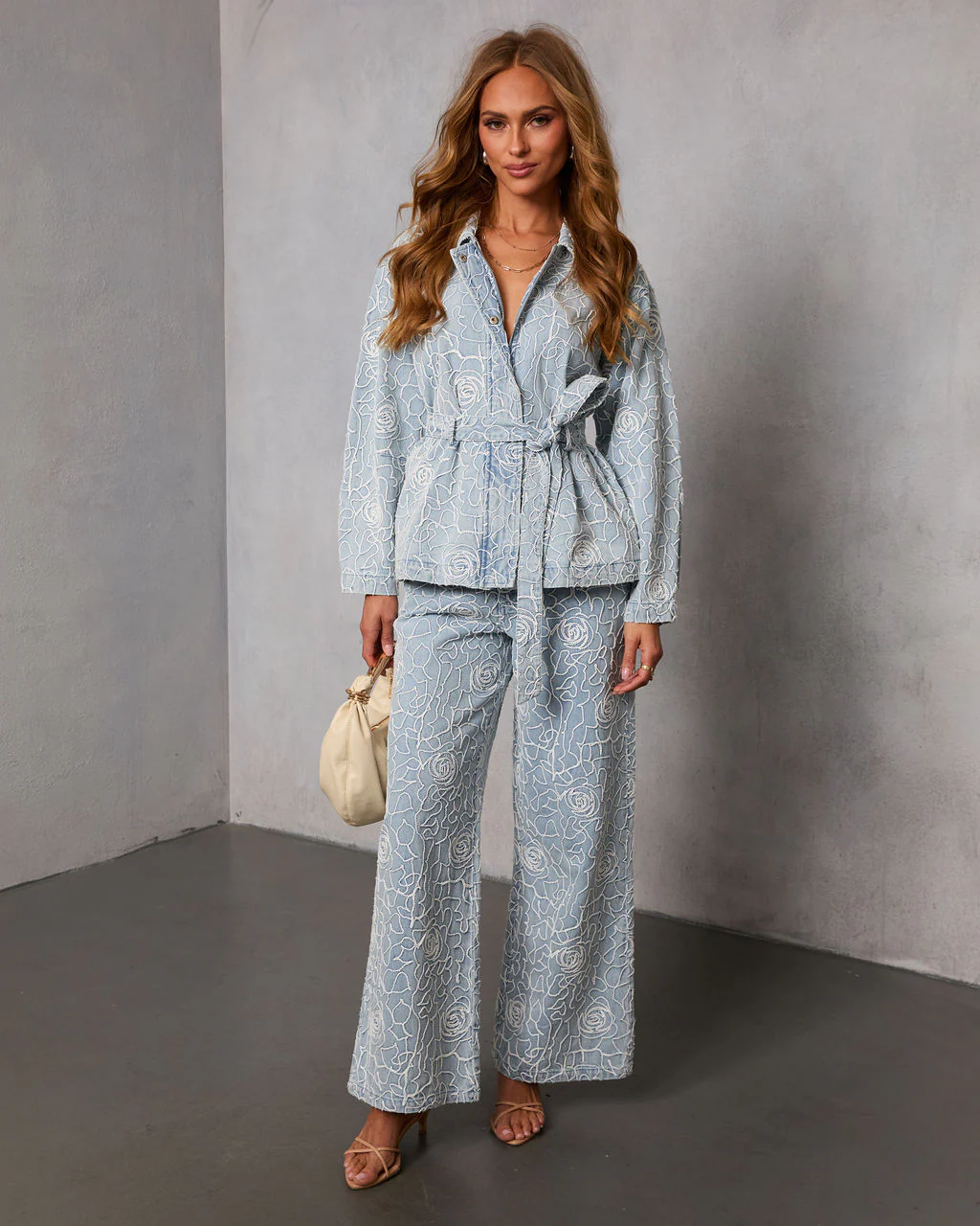 Early Bloom Rigid Embroidered Denim Wide Leg Jeans - Image 2