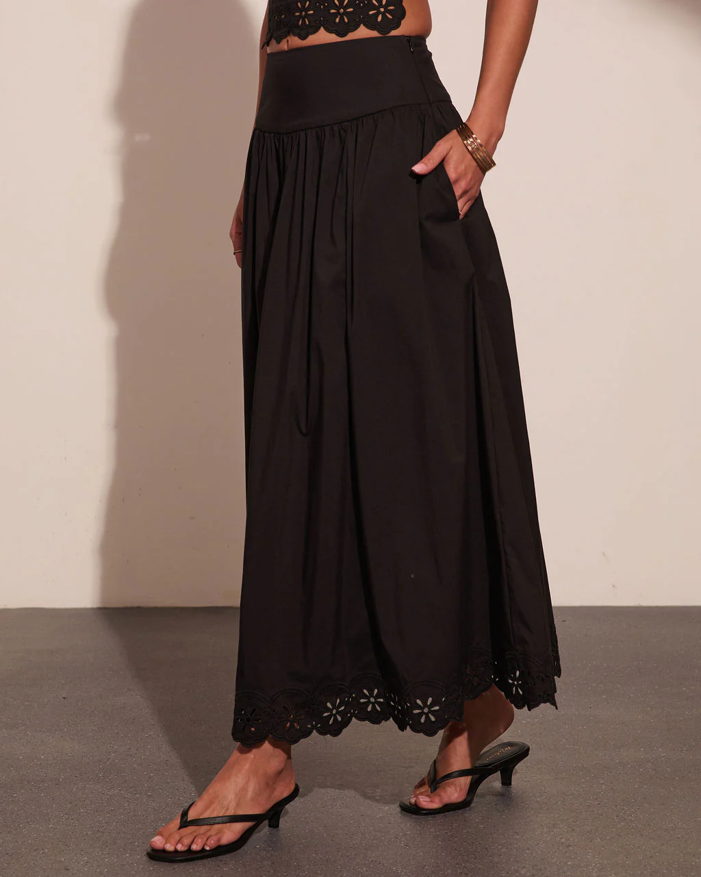 Easy Poise Floral Eyelet Maxi Skirt - Image 3