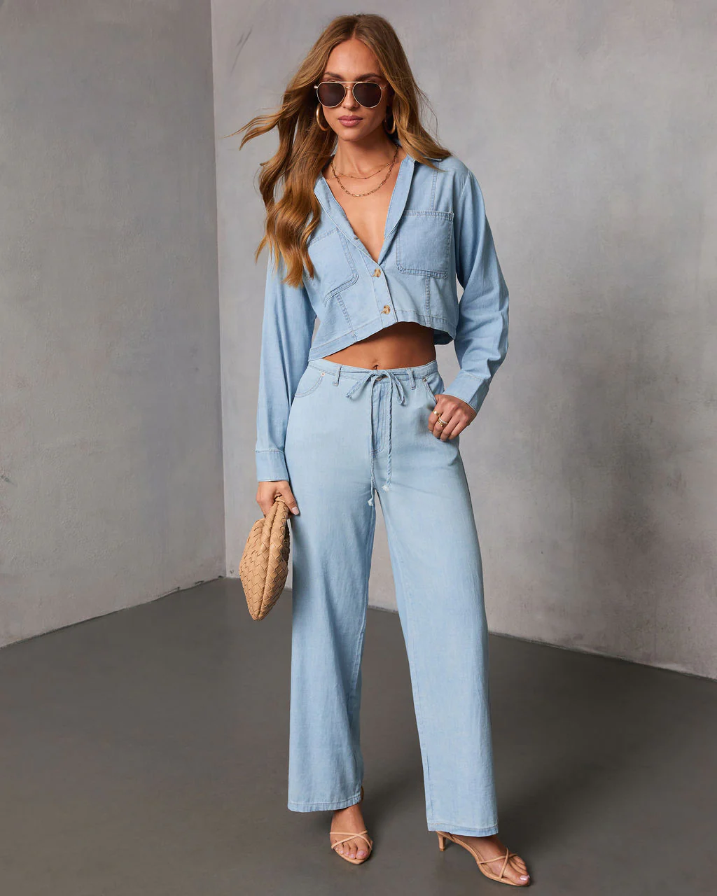 Issey Chambray Long Sleeve Top - Image 2