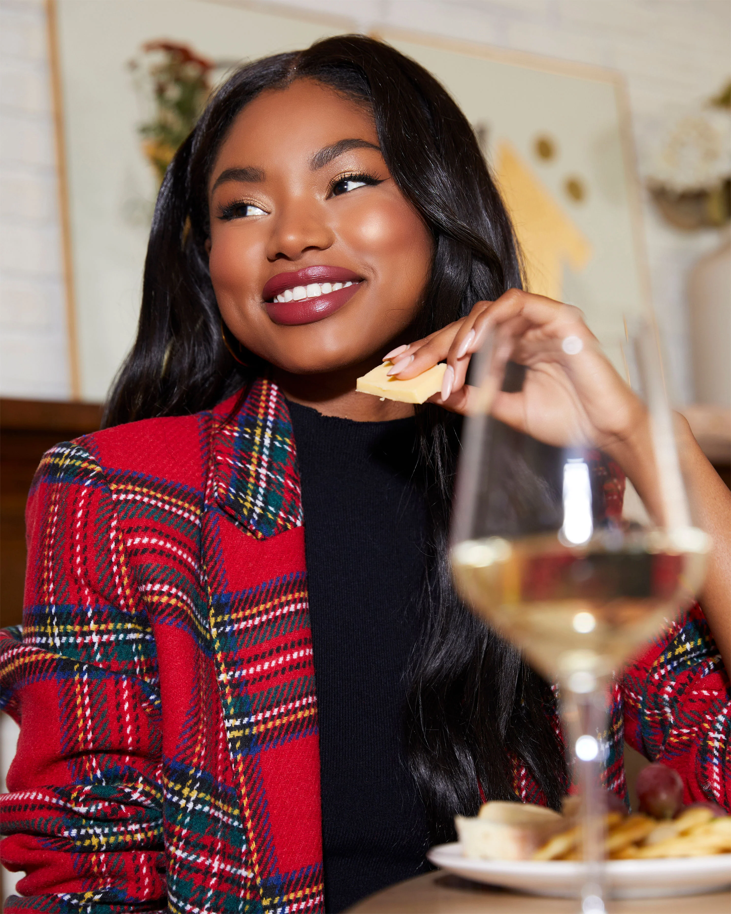 Eve Pocketed Plaid Blazer - Image 11