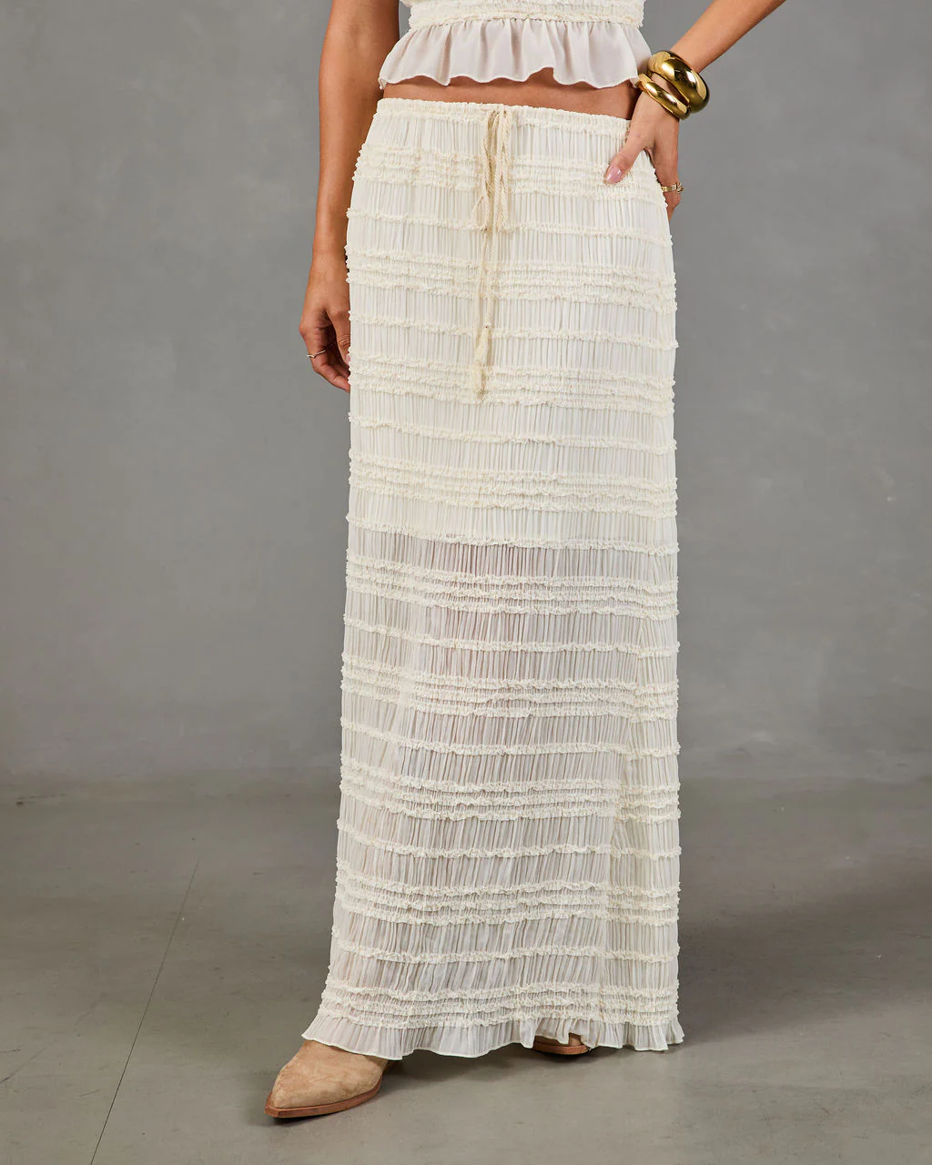 Festival Darling Ruffle Chiffon Maxi Skirt - Image 8