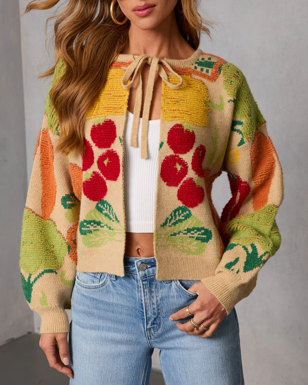 Fresh Picks Graphic Front Tie Sweater - Image 5