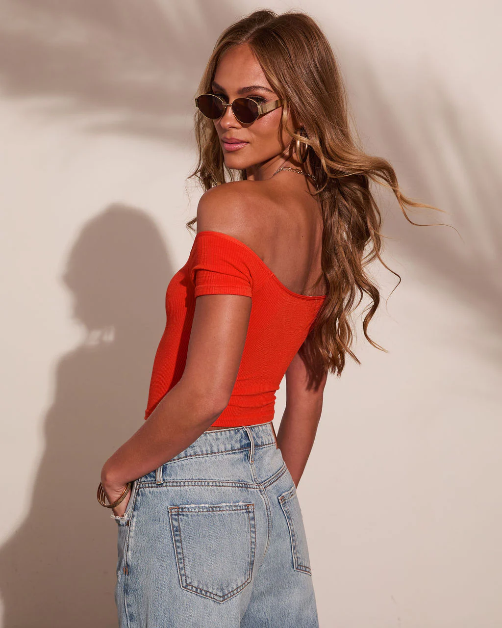 Gigi Off The Shoulder Ribbed Crop Top - Image 4