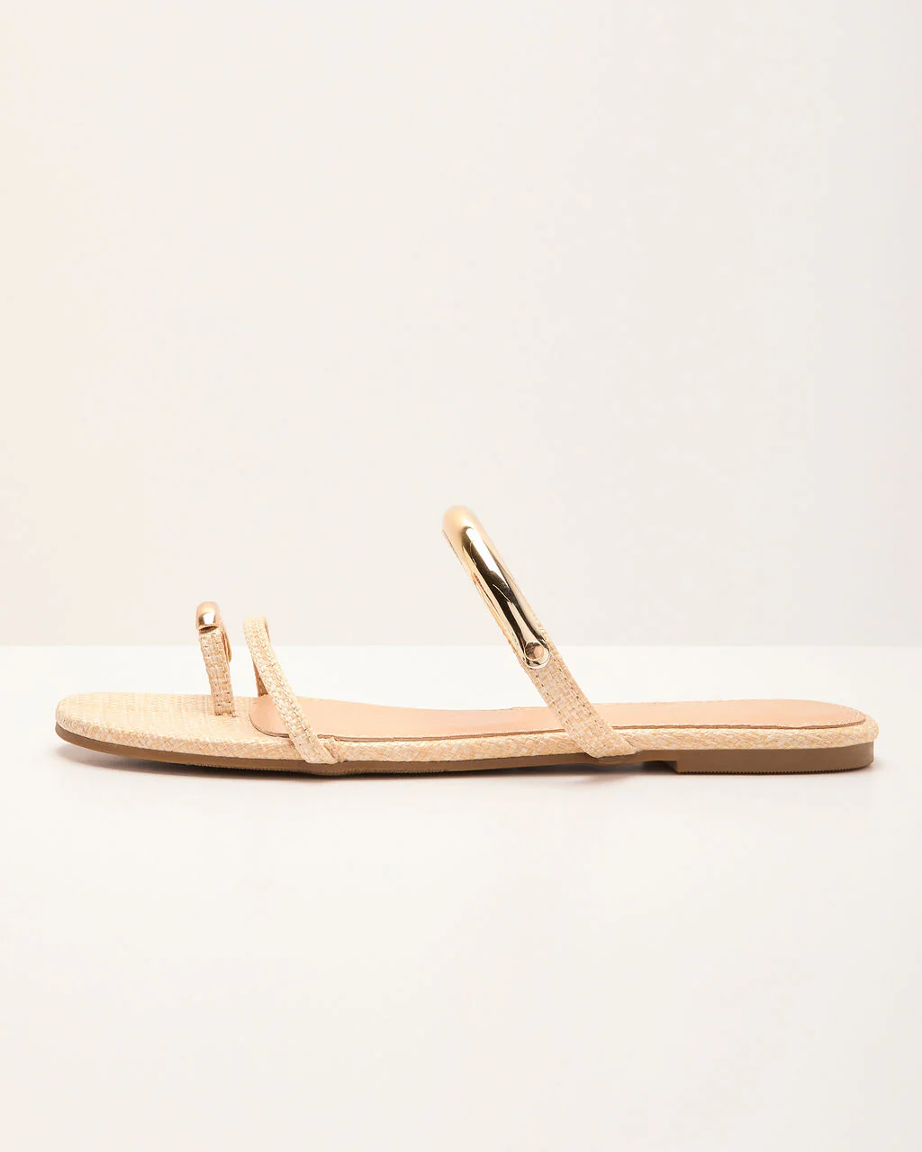 Golden Muse Raffia Toe Ring Sandals - Image 3