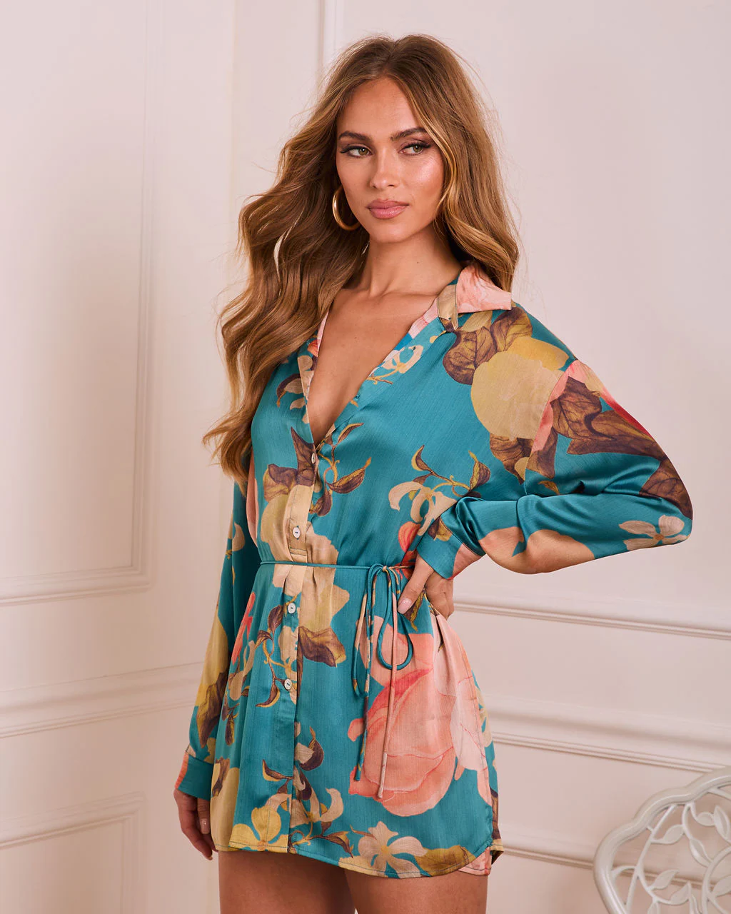 Grinnell Printed Satin Romper - Image 3