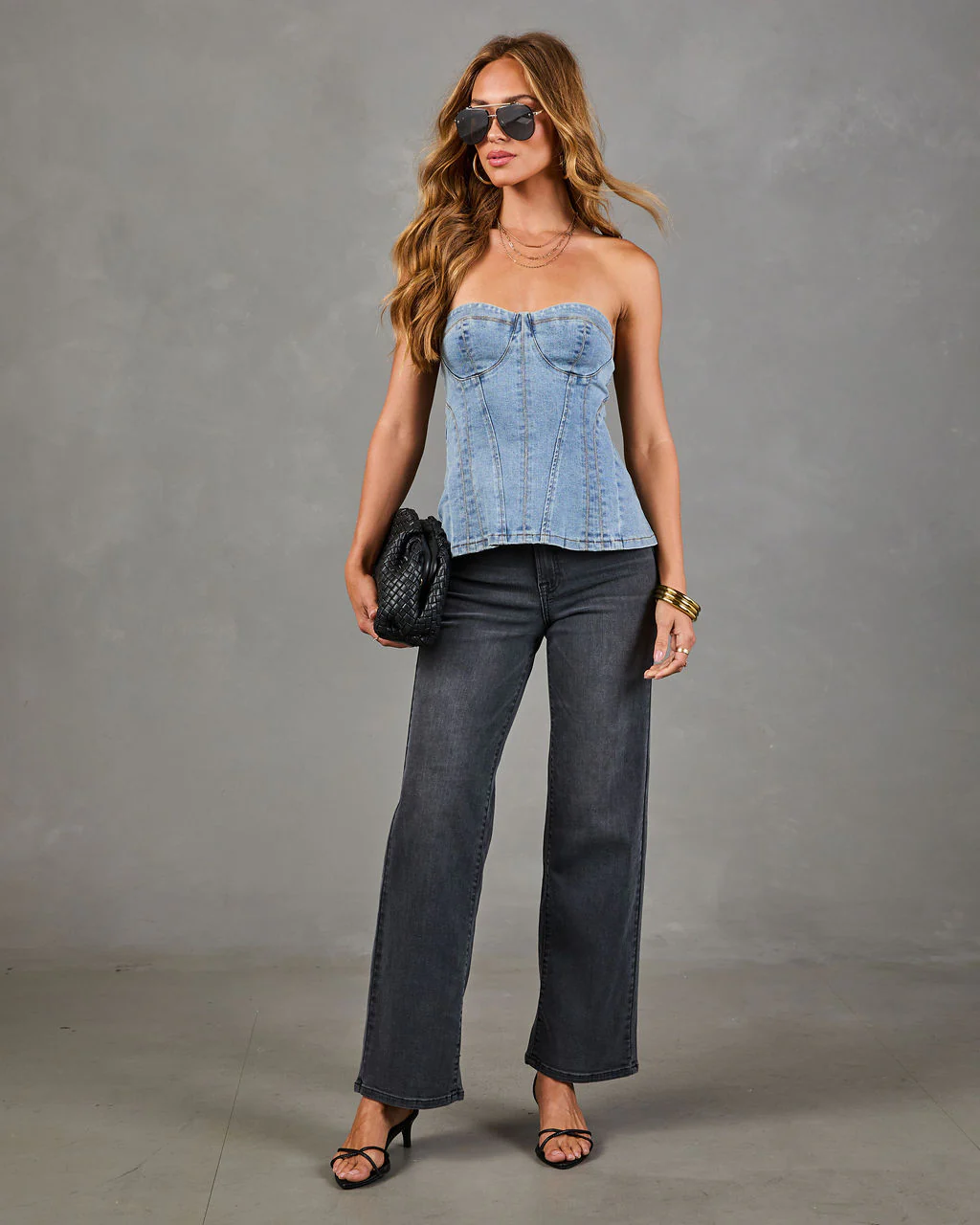 Headliner Energy Strapless Corset Denim Top - Image 2