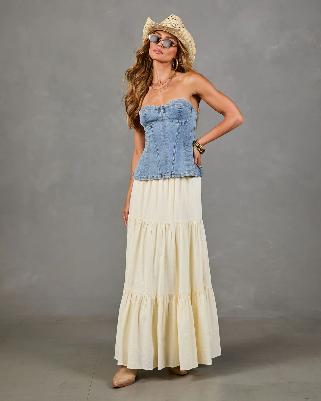 Headliner Energy Strapless Corset Denim Top - Image 5