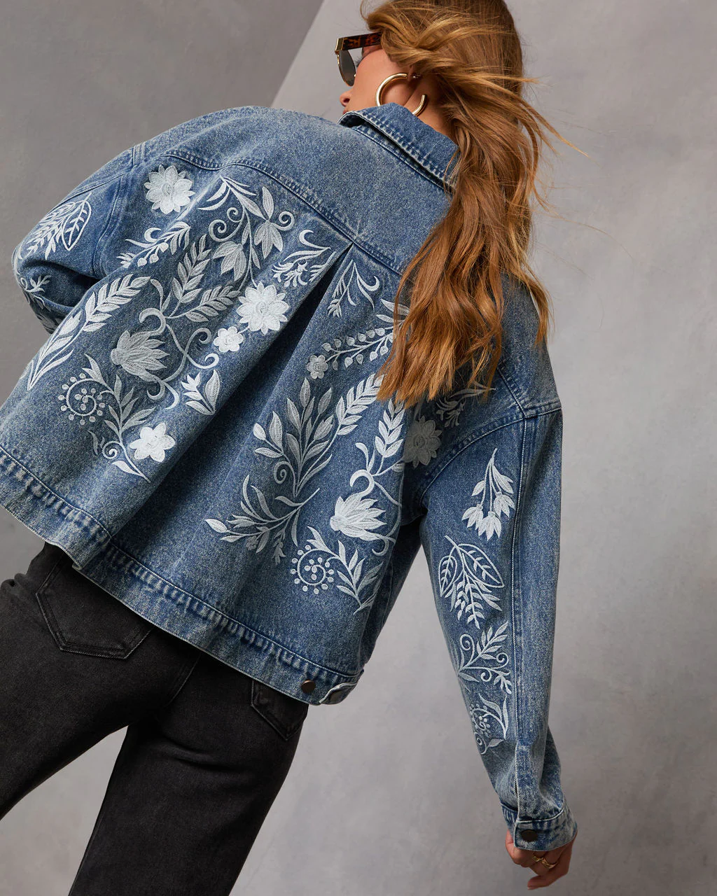 Indire Floral Embroidered Denim Jacket - Image 6