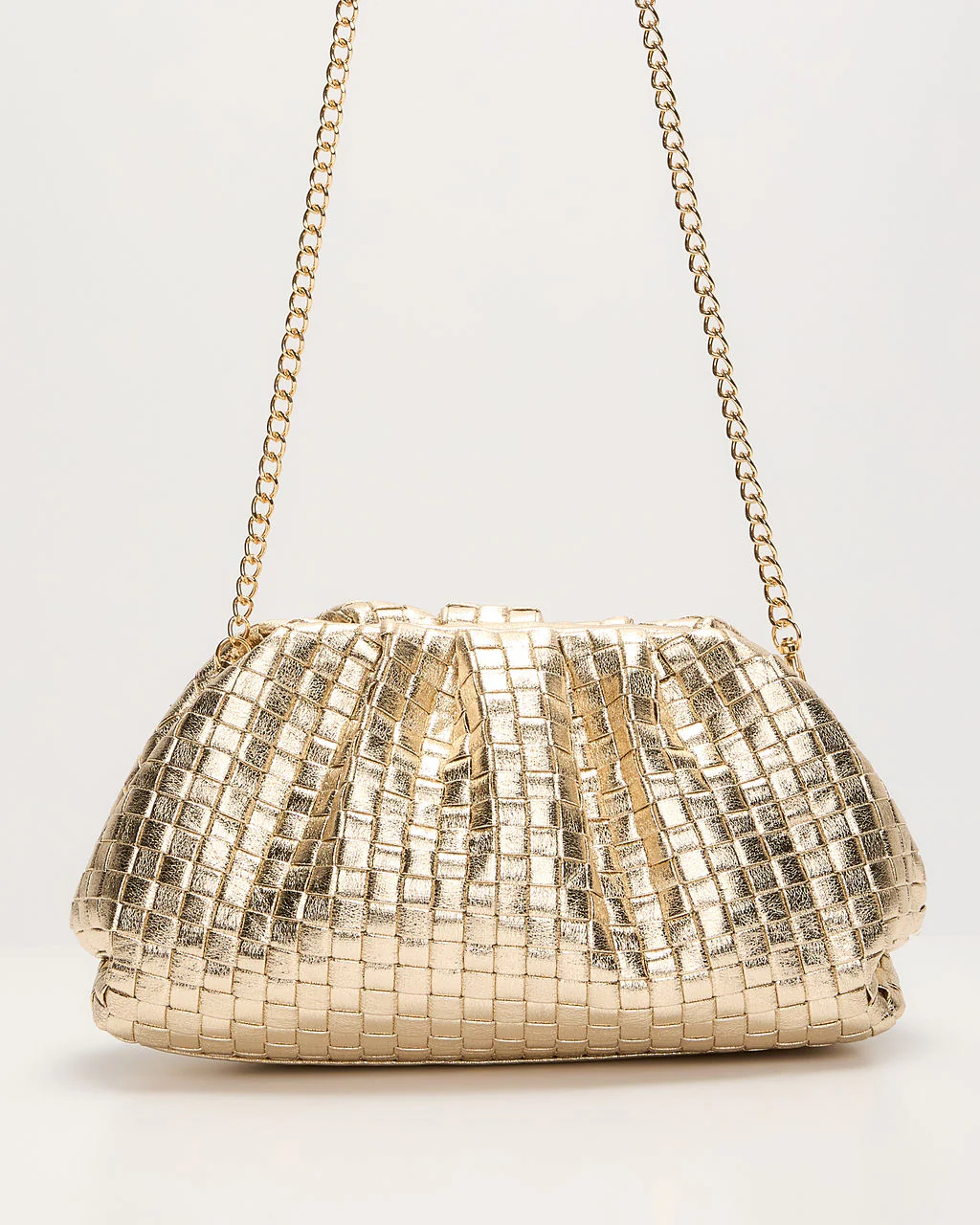 Janice Woven Leather Pouch Clutch - Image 10