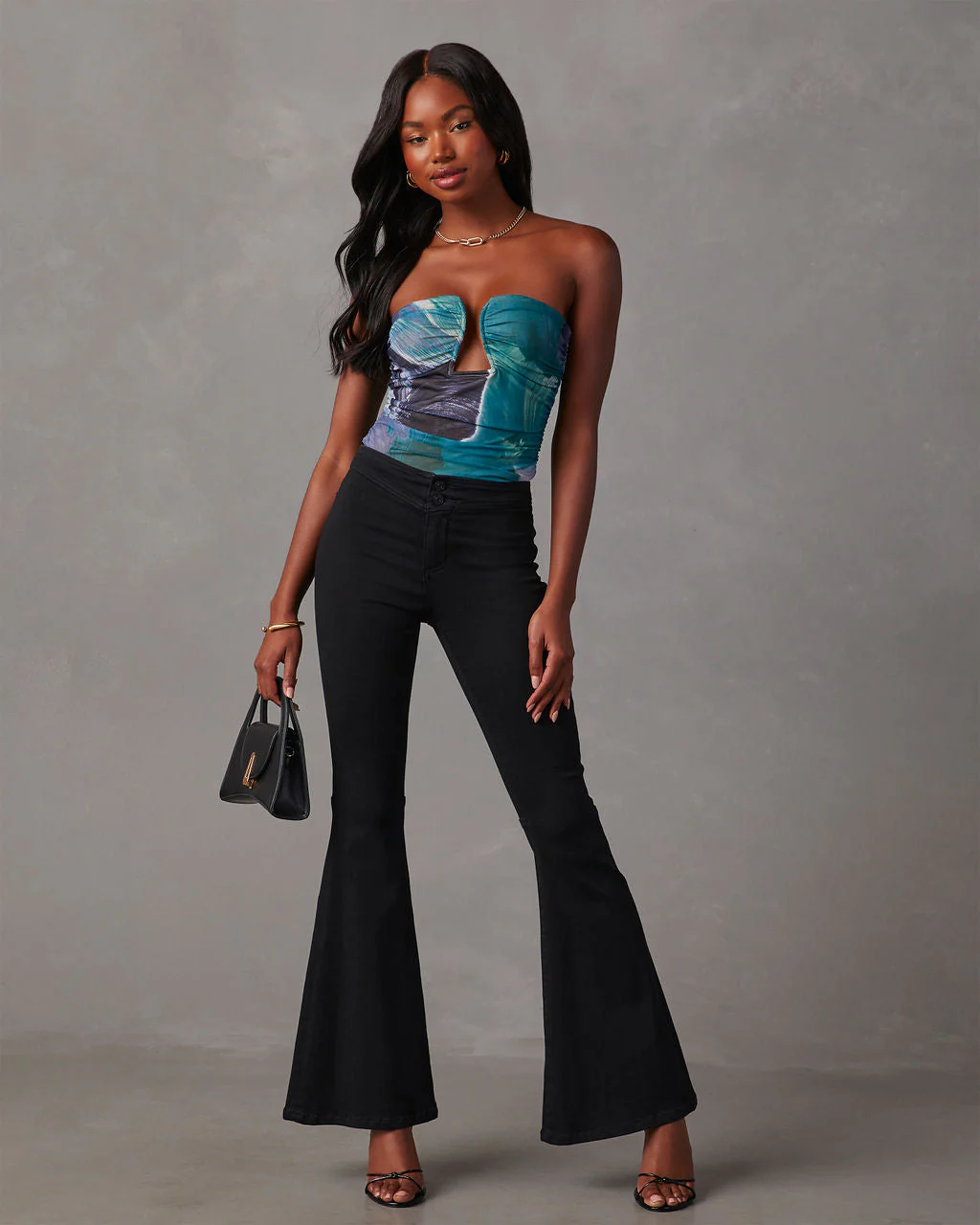 Jazlynn Printed Strapless Ruched Cutout Bodysuit - Image 23