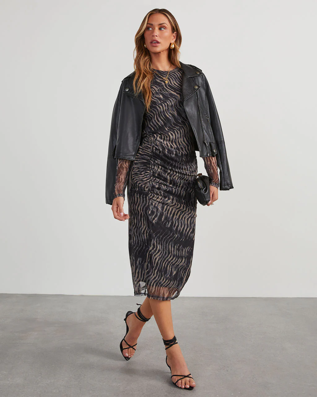 Jeannie Mesh Printed Midi Dress - Image 11