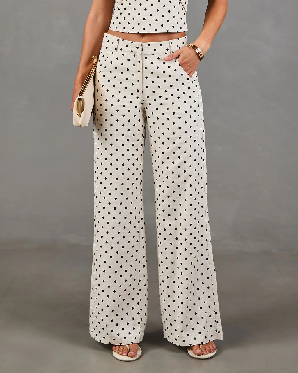Leyah Linen Blend Polka Dot Pants