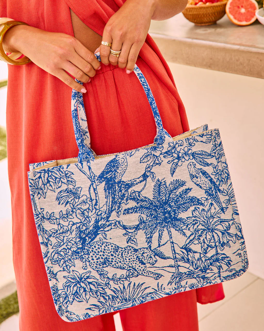 Luxe Escape Printed Canvas Tote Bag - Image 3