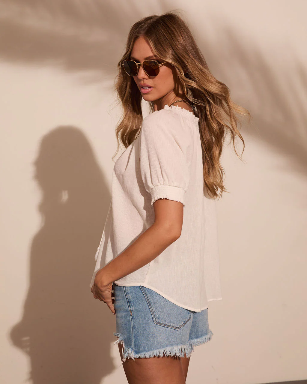 Marina Romance Cotton Neck Tie Top - Image 4