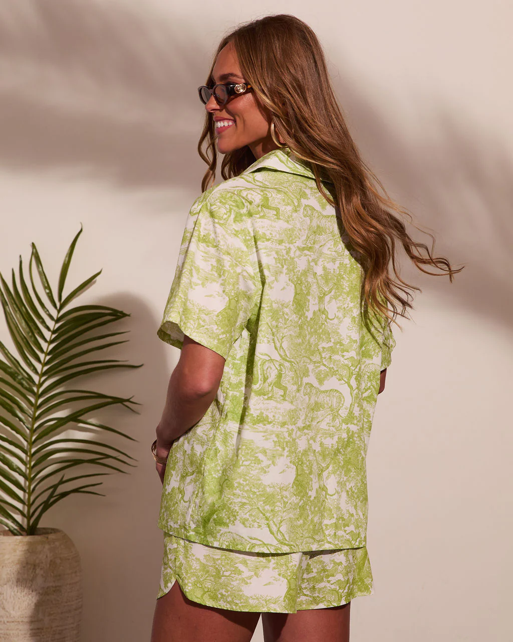 Monaco Day Cotton Toile Print Button Down Top - Image 4