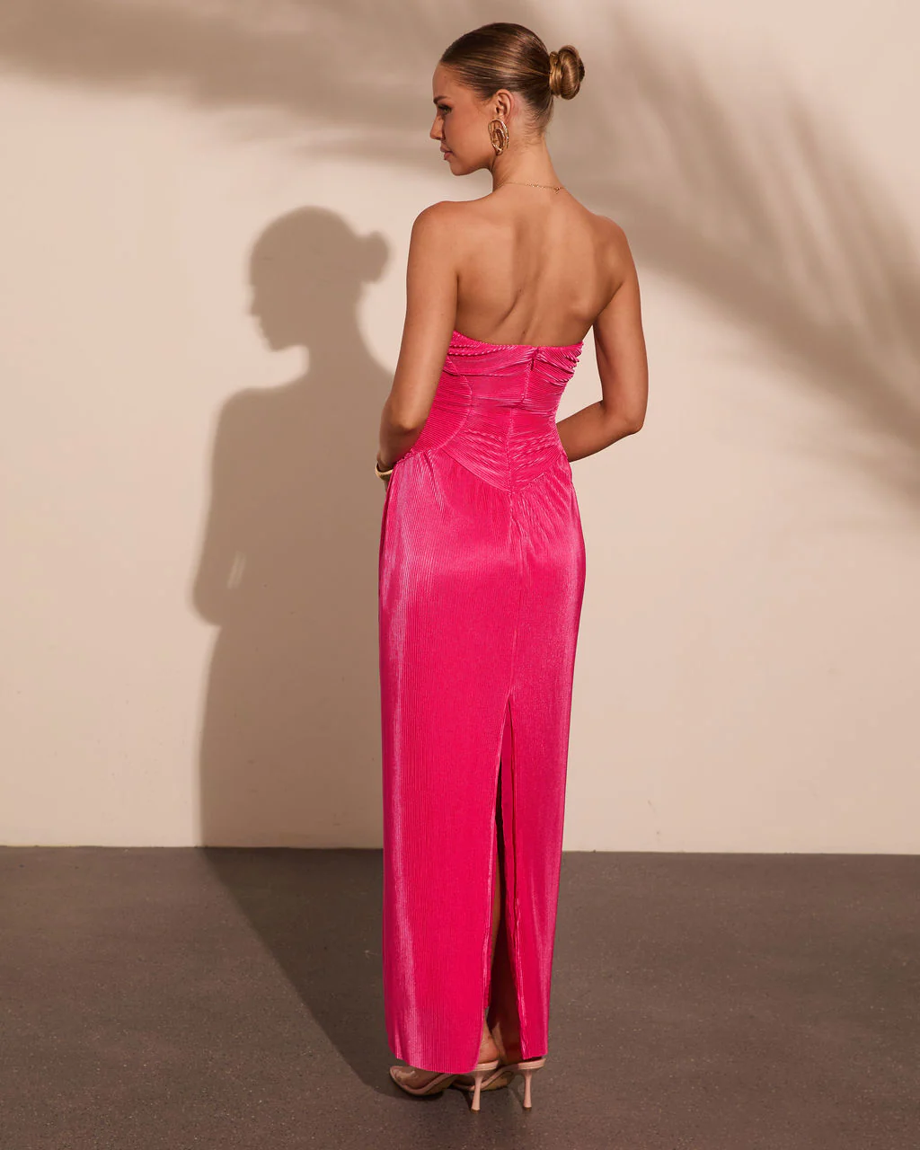 Moonlit Riviera Pleated Satin Corset Maxi Dress - Image 4